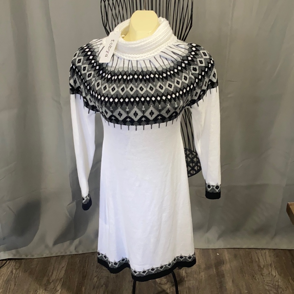 Fobya sweater dress size s/m black white gray